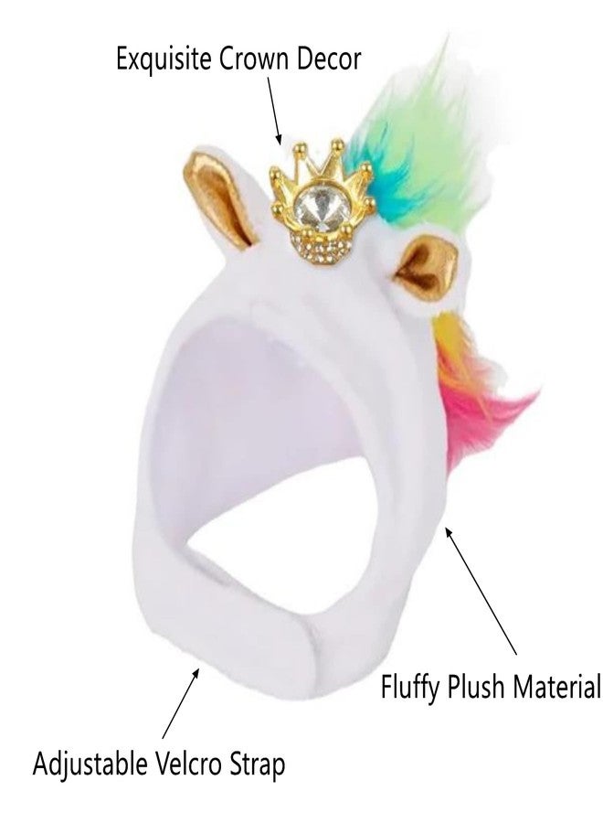 WCDJOMOP Lizard Hat for Bearded Dragon - Soft Fuzzy Plush Cap with Adjustable Chin Strap & Crown Decor Reptile Headwear Halloween Costume Outfit Photo Props for Gecko Chameleon Amphibians Snake Hamster (White) - Image 3